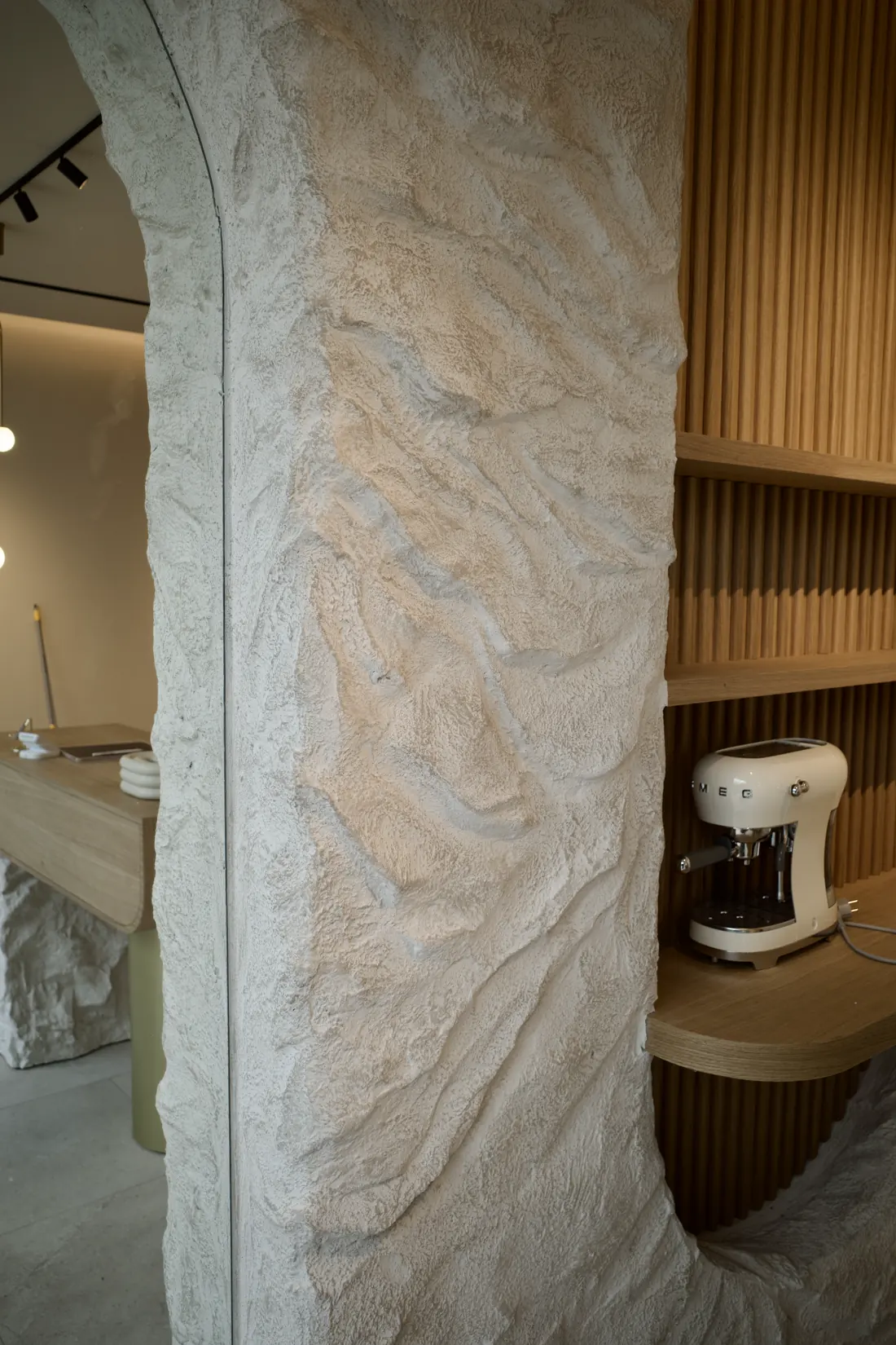 Detail of a hand-sculpted rock surface